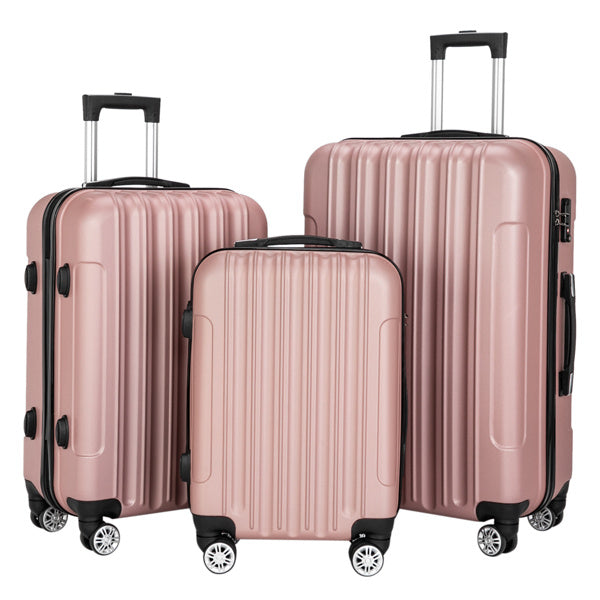 Vertikales 3-in-1 Traumkoffer-Set mit Spinnerrädern & Griff, 20″/24″/28″, ABS-Aluminium-Legierung, Trendfarbe Roségold